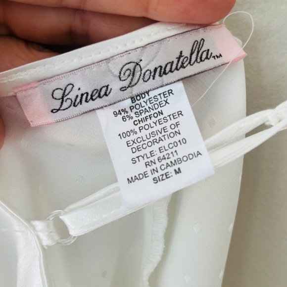 Linea Donatella Sz M Satin Babydoll Shiny Lace Night Gown V Neck Straps - Picture 2 of 10